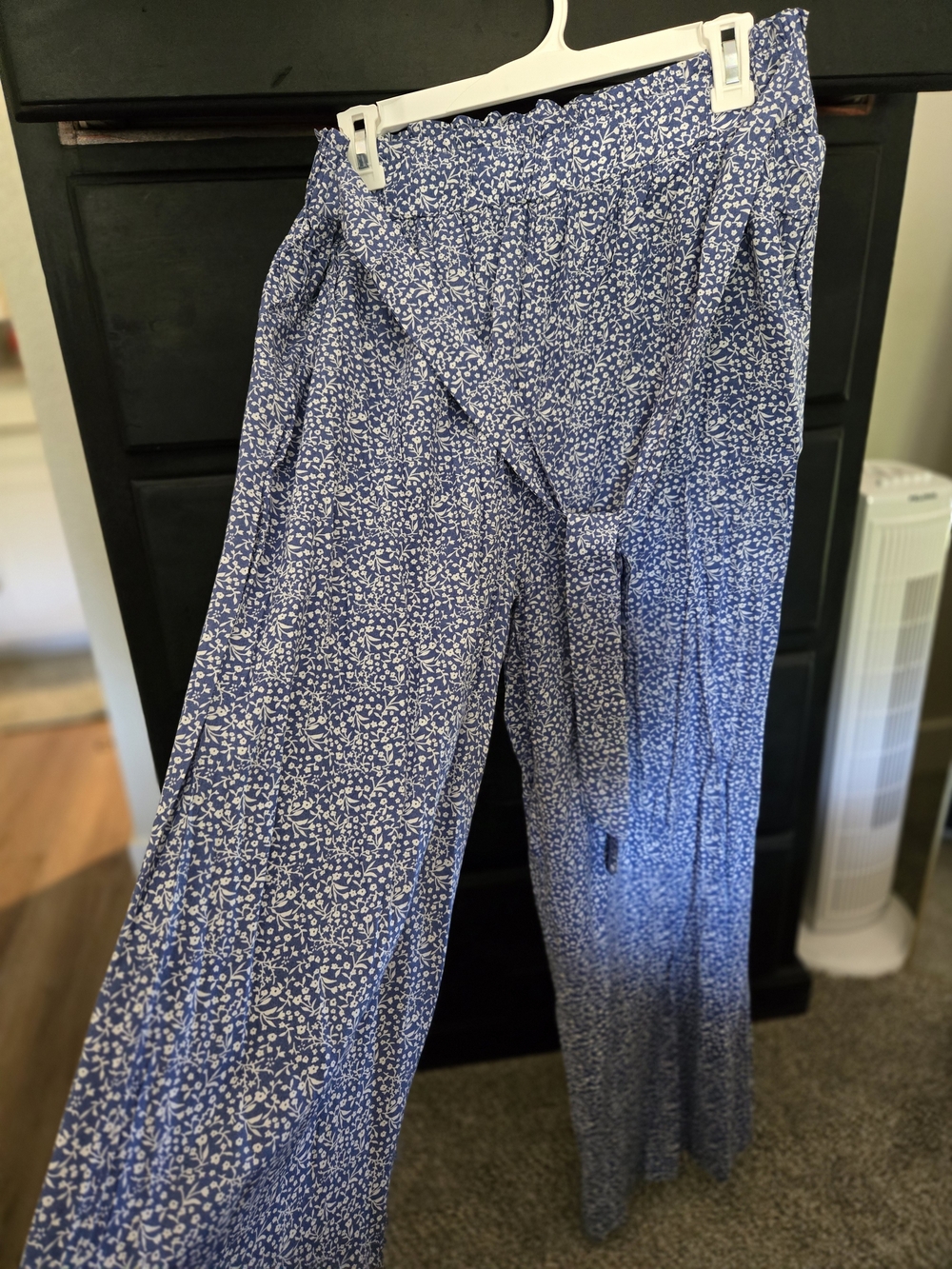 Blue Floral Wide-Leg Women’s Pants